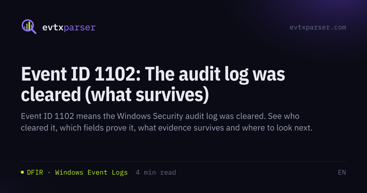 Event ID 1102 explained: Security audit log cleared (and what survives ...
