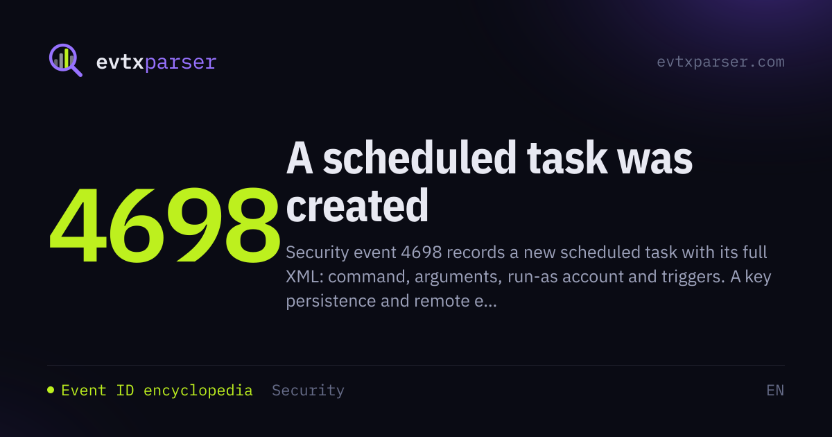 Event ID 4698: Scheduled task created | EVTX parser