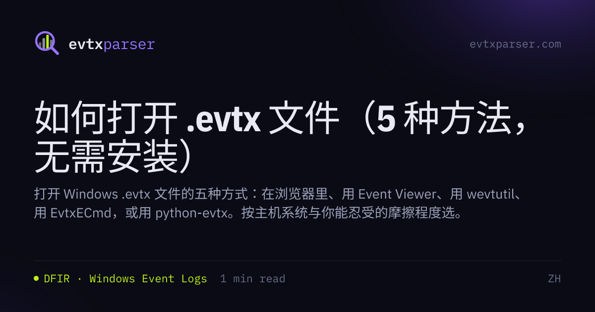 如何打开 .evtx 文件（5 种方法，无需安装） | EVTX parser
